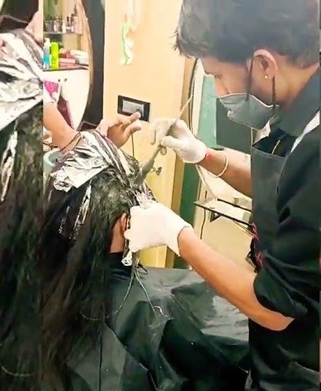 Colour foils being placed