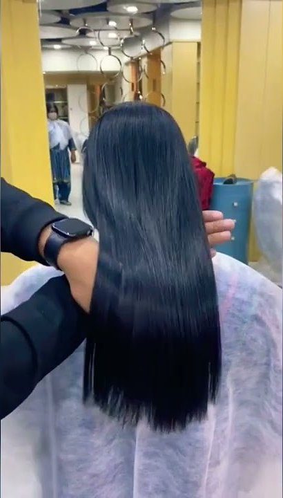Long, sleek straight hair after smoothening